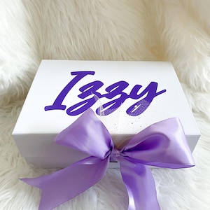 Personalized Gift Box, Custom Empty Box, Gift Box with Name, Pink or White Gift Box for Special Occasion, Bridesmaid Proposal Box image 12