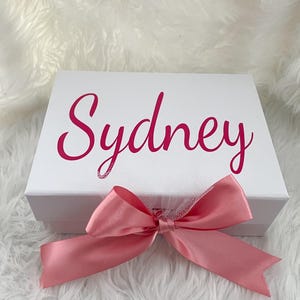 Personalized Gift Box, Custom Empty Box, Gift Box with Name, Pink or White Gift Box for Special Occasion, Bridesmaid Proposal Box image 2