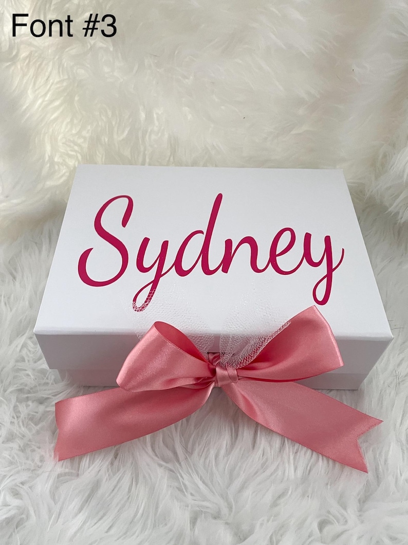 Personalized Gift Box, Custom Empty Box, Gift Box with Name, Pink or White Gift Box for Special Occasion, Bridesmaid Proposal Box image 2
