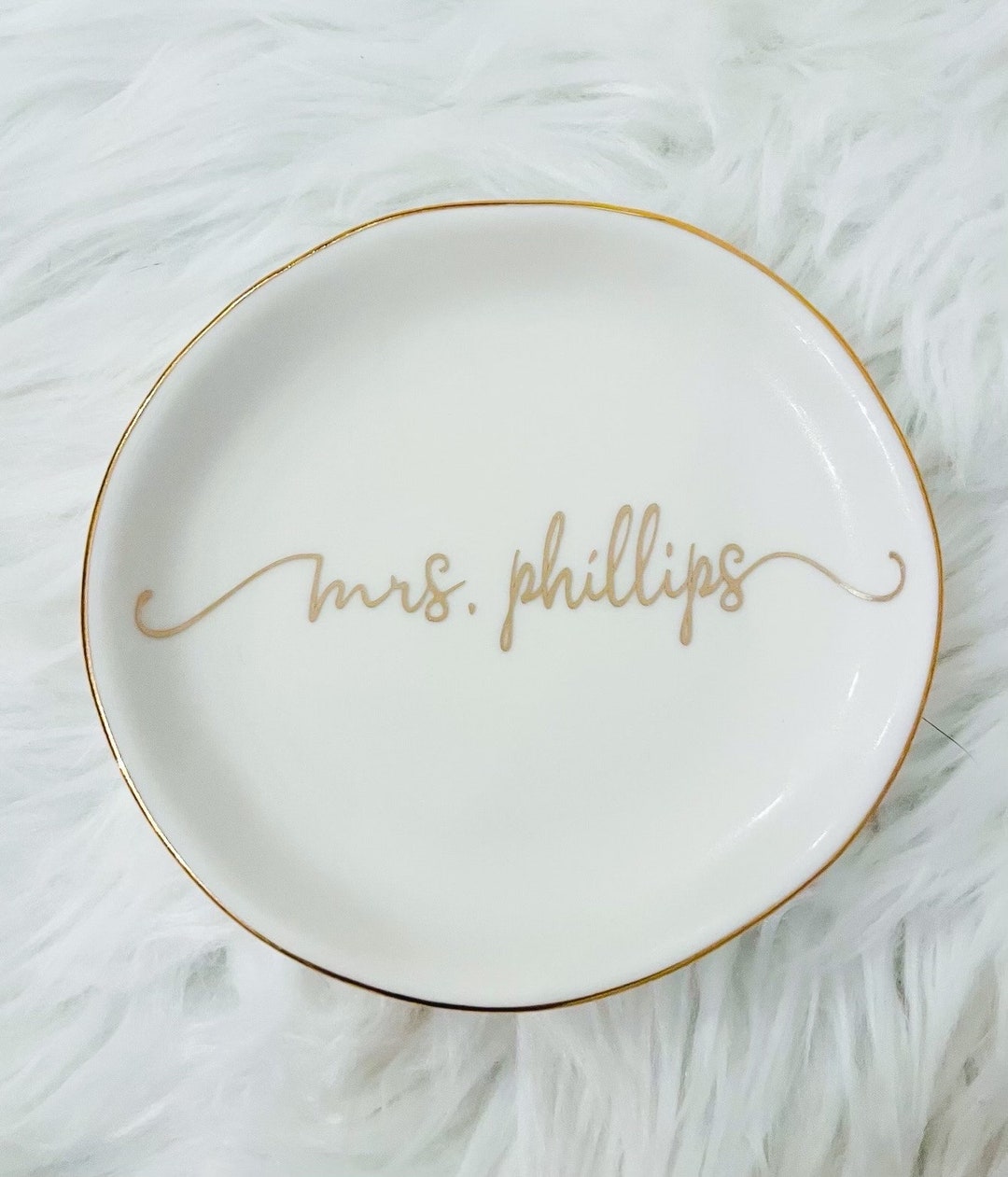 Personalized Jewelry Dish, White Ring Dish, Jewelry Dish for Engagement