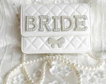 Bride Purse & Bride Clutch | White Bride Crossbody Bag | Bride Gift for Engagement, Bridal Shower, Bachelorette, Wedding Day