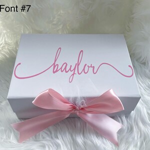 Personalized Gift Box, Custom Empty Box, Gift Box with Name, Pink or White Gift Box for Special Occasion, Bridesmaid Proposal Box image 11