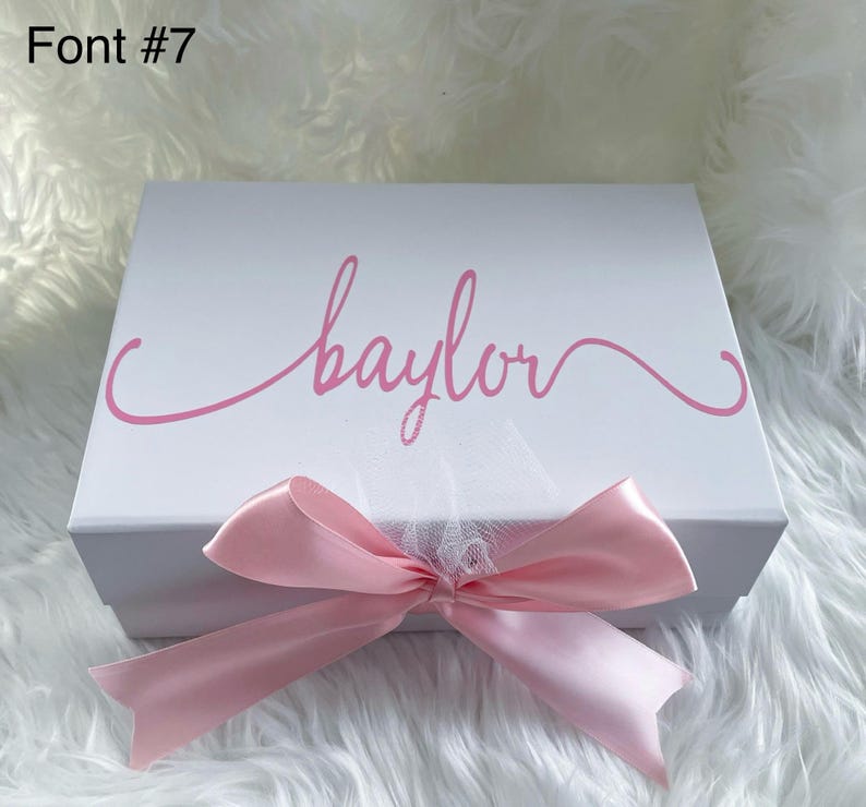 Personalized Gift Box, Custom Empty Box, Gift Box with Name, Pink or White Gift Box for Special Occasion, Bridesmaid Proposal Box image 11