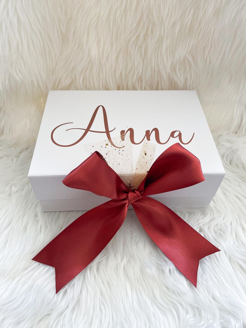 Personalized Gift Box, Custom Empty Box, Gift Box with Name, Pink or White Gift Box for Special Occasion, Bridesmaid Proposal Box image 17