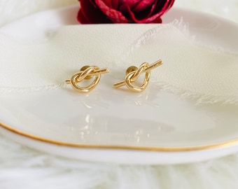 Tie the Knot Stud Earrings | Bridesmaid Earrings Gift | Bridal Party Jewelry | 18K Gold Plated Knot Earrings | Gold or Silver
