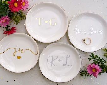 Personalized Ring Dish | Custom Jewelry Dish | Engagement, Wedding, or Bridal Gift | Ceramic Ring Holder | Mother’s Day Gift