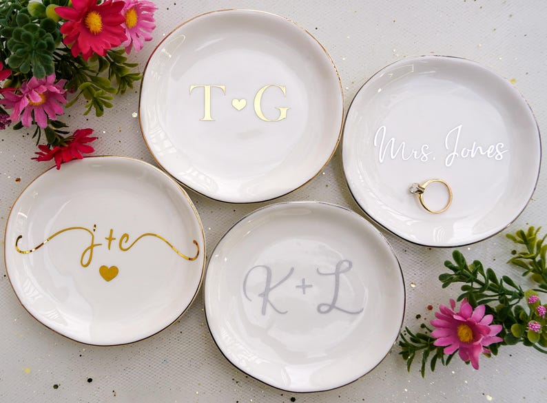 Personalized Jewelry Dish | Custom Ring Dish | Wedding Ring Holder | Anniversary, Birthday, Engagement Gift for Her immagine 2