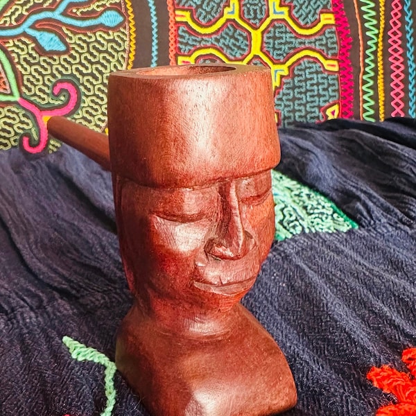 Shamanic Shipibo Pipe for Mapacho or sacred Tobacco ritual prayer
