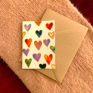Handgeschilderde originele aquarel Valentijnsdagkaart