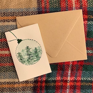 Handgeschilderde originele aquarel kerstkaart