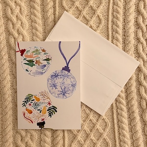 Cartão de férias em aquarela original pintado à mão