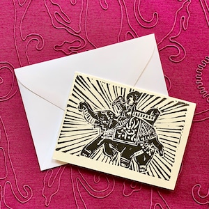 Carte originale faite à la main d'impression indienne de linogravure