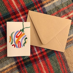 Tarjeta navideña original pintada a mano con acuarela