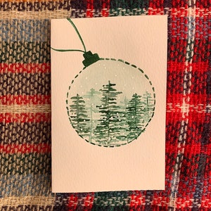 Hand-painted Original Watercolor Holiday Card image 2