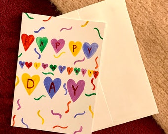 Hand-painted Original Watercolor Valentine's Day Card