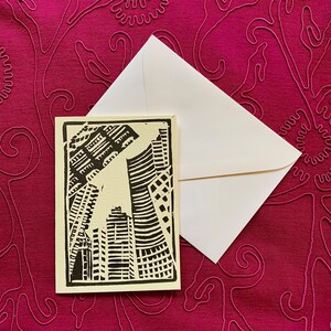 Original Linolschnitt Chicago Print Handgemachte Karte