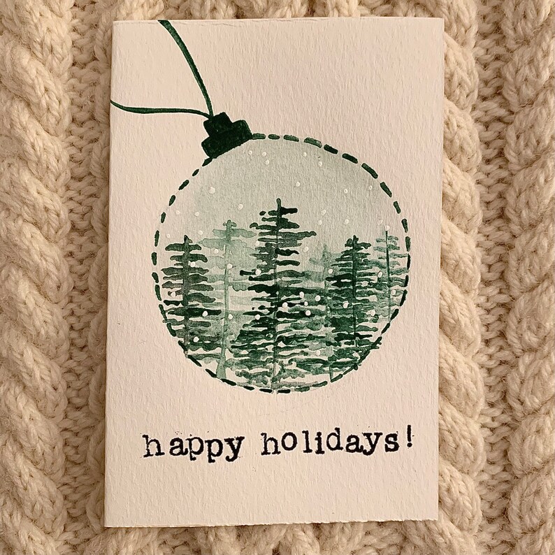 Hand-painted Original Watercolor Holiday Card image 3