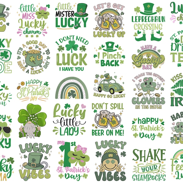 ST Patrick's Day Embroidery Bundle, Irish Shamrock Machine Embroidery File, Clover Embroidery Design, 5 Sizes, Gnome Embroidery Designs