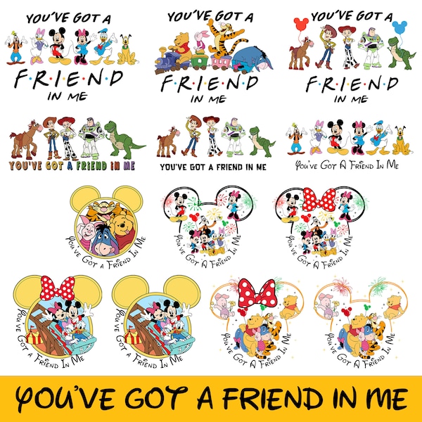 Bundle You've Got A Friend In Me Svg, Pooh and Friend, Mouse and Friend, My First Trip Svg, Magical Kingdom Svg, Friend Squad Svg,Vacay Mode