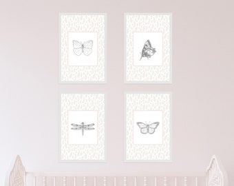 Arte de Vivero de Mariposas / Arte de Pared de Mariposa Rosa / Vivero Boho / Arte de Mariposa / Decoración de Vivero / Arte de Guardería