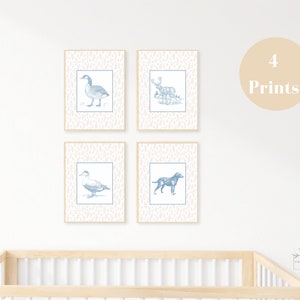 BLUE Hunting Nursery Prints | Mallard Duck Decor | Woodland Nursery | Deer Nursery | Baby Deer Prints | Nursery Decor  | Nursery Wall Art