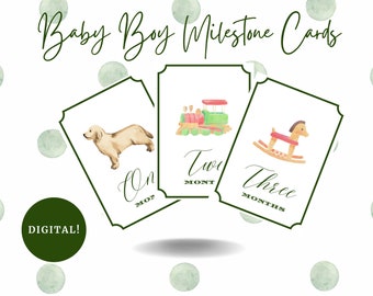 Boy Milestone Cards | Baby Shower Gift | Baby Monthly Milestone | Baby Boy | Golden Retriever | Mallard Duck