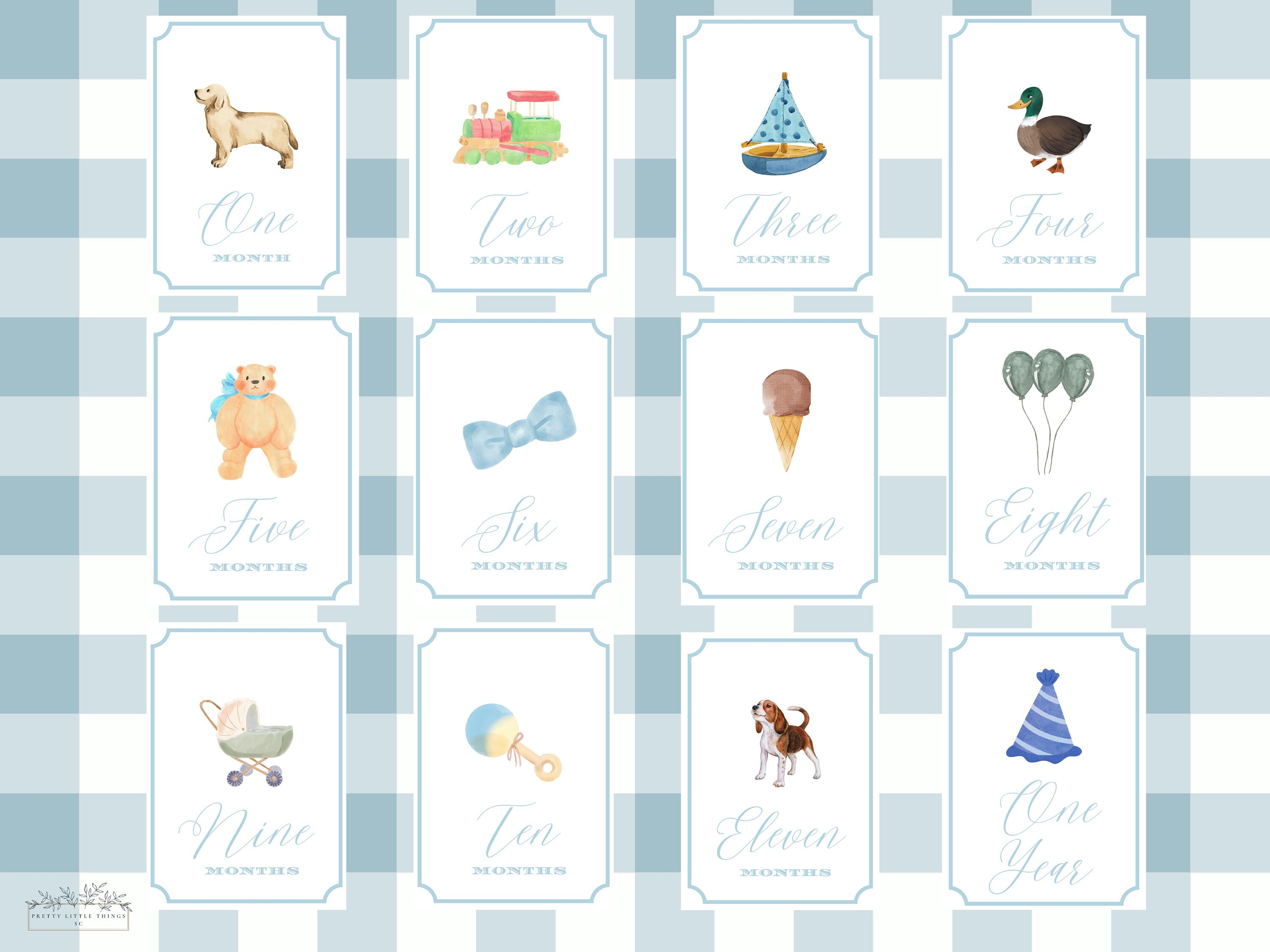 Baby Milestone Cards | Baby Shower Gift | Blue Baby Boy Milestone Cards ...