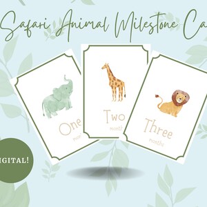 Cartes Baby Milestone | Cadeau de douche de bébé | Jungle | Safari |  Baby Boy | Safari Baby Shower