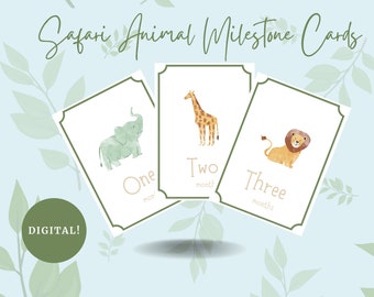 Baby Milestone Cards | Baby Shower Gift | Jungle | Safari |  Baby Boy | Safari Baby Shower