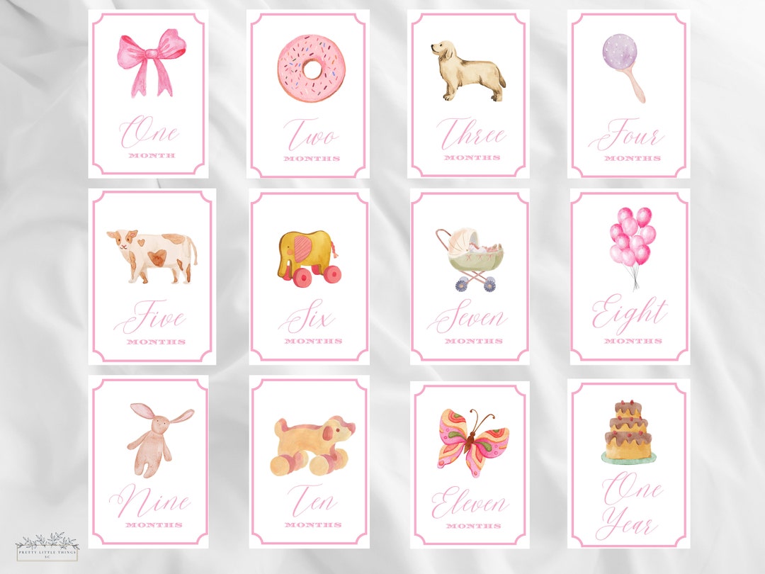 Girl Milestone Cards | Baby Shower Gift | Pink Milestone Cards | Baby ...