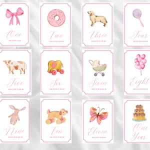 Cartes Girl Milestone | Cadeau de douche de bébé | Cartes Pink Milestone | Cartes Baby Milestone | Preppy | Petite fille | Cadeau de douche de bébé