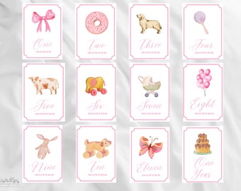 Girl Milestone Cards | Baby Shower Gift | Pink Milestone Cards | Baby Milestone Cards | Preppy | Baby Girl | Baby Shower Gift