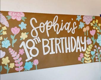 Custom Hand-Painted Birthday Banner | Personalized Floral Party Decor Digital Copy