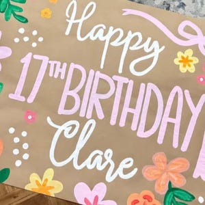 Digital Copy Custom Hand-Painted Kraft Paper Banner, Coquette Bow Party Decor, Birthday Sign image 4