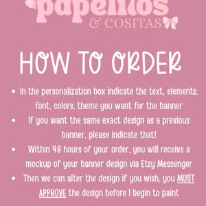 Digital Copy Custom Hand-Painted Kraft Paper Banner, Coquette Bow Party Decor, Birthday Sign image 5
