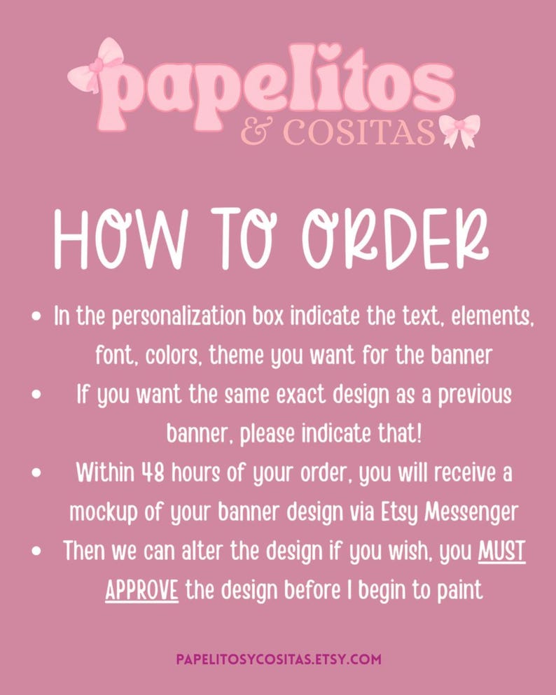 Digital Copy Custom Hand-Painted Kraft Paper Banner, Coquette Bow Party Decor, Birthday Sign image 5