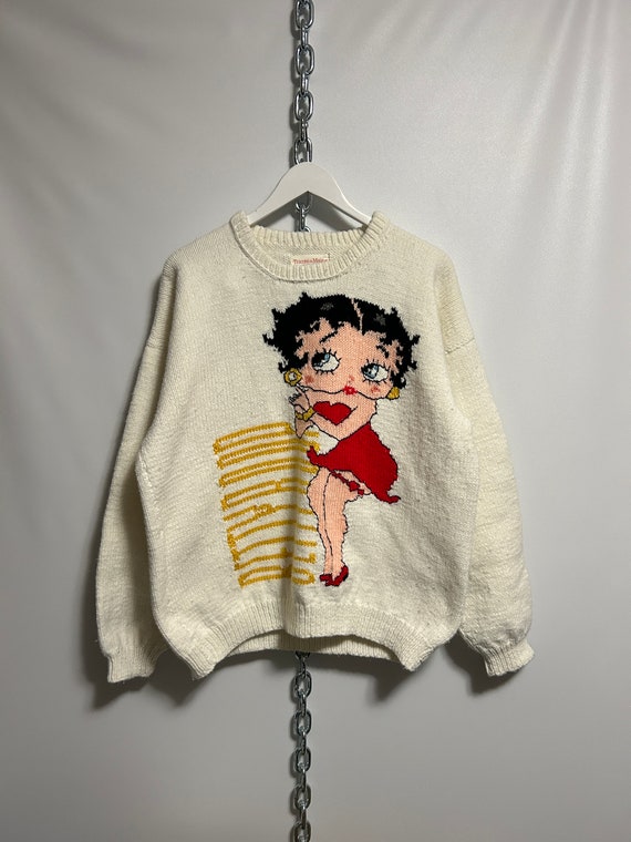 Vintage 1980s Betty Boop Handmade Knit Sweater Siz