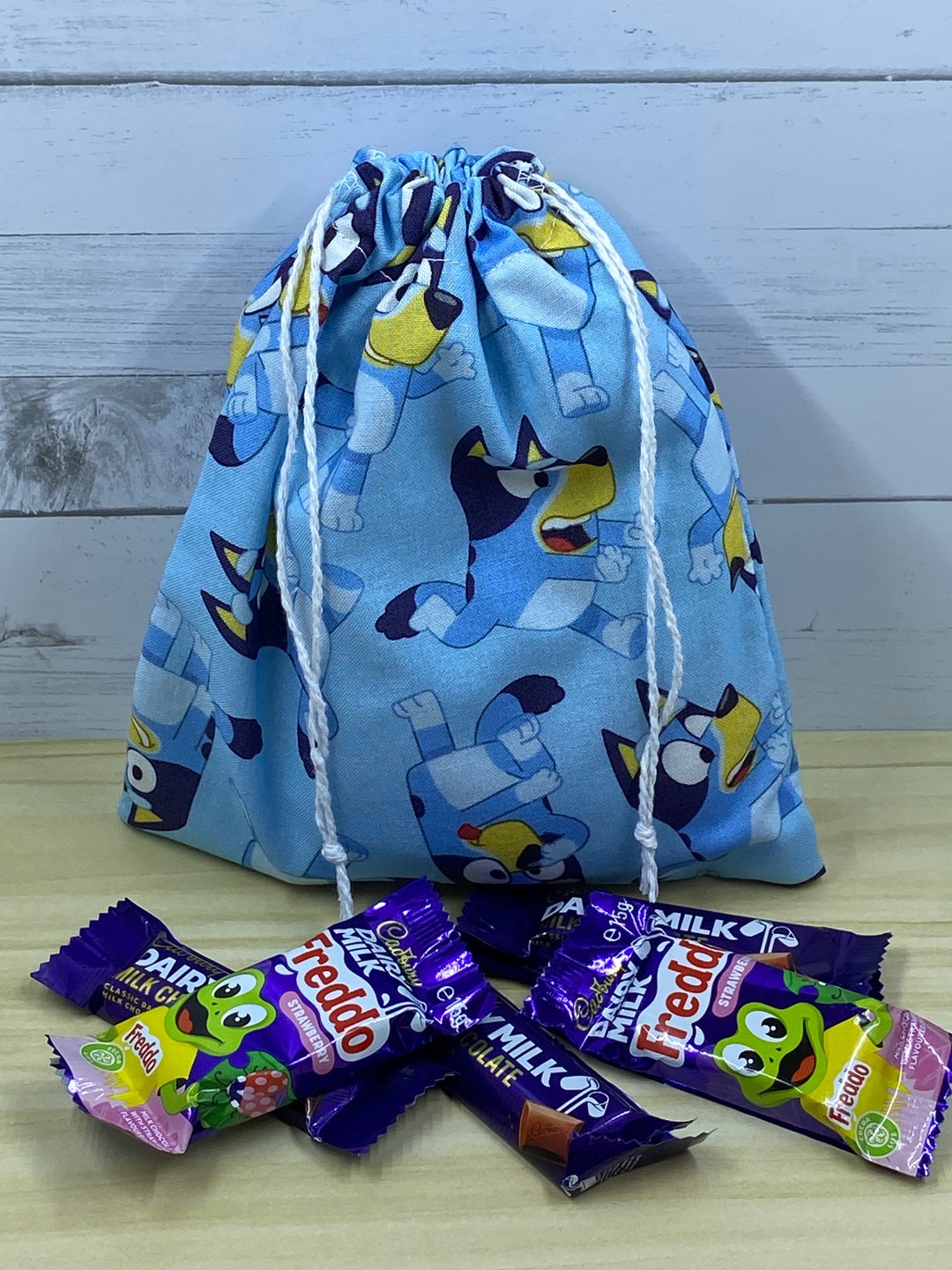 Bluey Fabric Party Favour Bag Gift Bag Loot Bag Drawstring Bag Etsy
