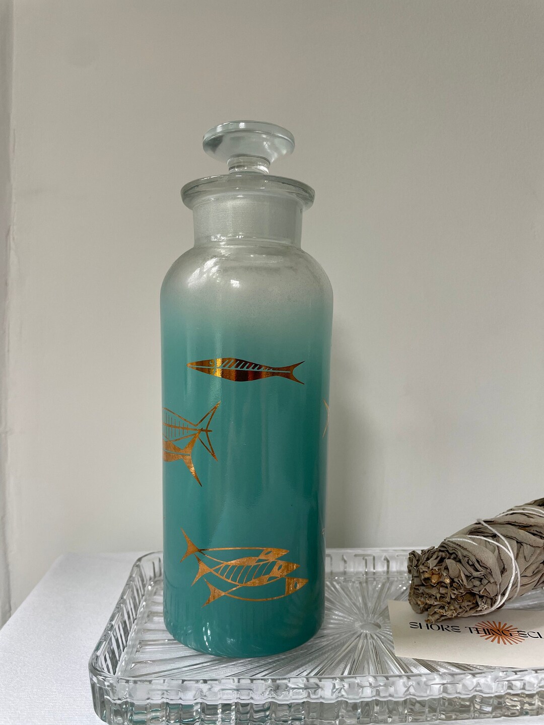 Vintage Frosted Glass Nautical Decanter Barware Kitchen Decor Etsy