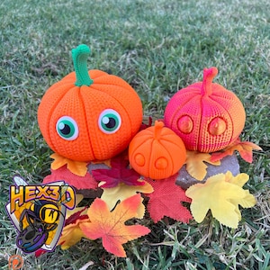 Plastic Crochet Pumpkin - 3d Printed Pumpkin with Eyes