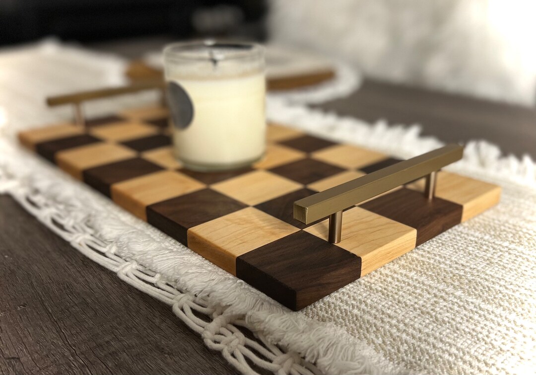Checkerboard Serving Tray / Chess Board Serving Tray / Walnut Cutting