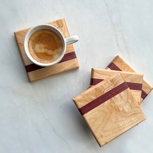 Exotic Purple Heart and Maple Coasters (set of 4) custom handmade