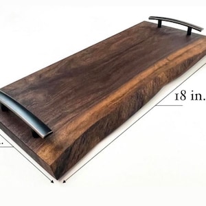 Live Edge Walnut Charcuterie Board (can also be used as a cutting board or serving platter) custom made with Brass Carrying Handles