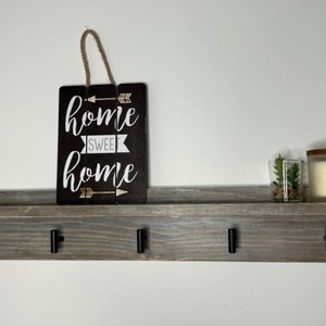 Coat Rack and Key Holder, Entryway organizer, shelf, wall mounted coat rack, distressed grey, coat rack with shelf
