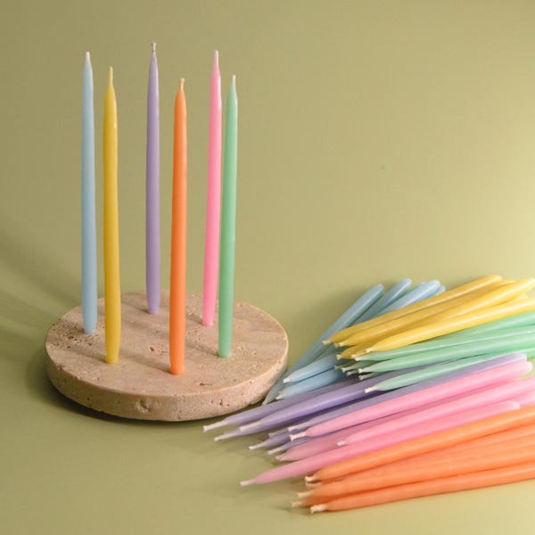 Natural Beeswax Birthday Candles: Mini Taper Candles, USA Made, Set of 6