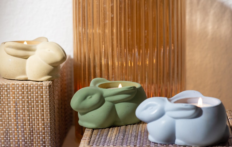 Bunny Candle Holder. Spring Table Concrete Candle Holder. Etsy