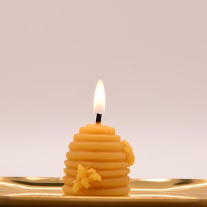 Beeswax Bee Hive Candle: 100% Pure USA Beeswax, Natural Cotton Wick