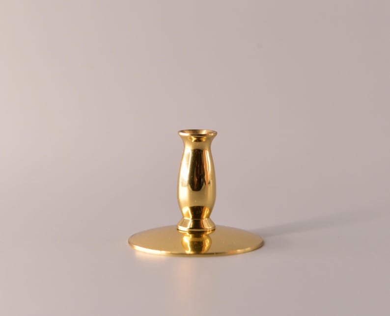 Solid Brass Candle Holders for Narrow Candles, Wide Base Holder, Satin-Mate or Polished Finish Polished finish
