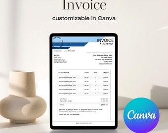 Factuursjabloon PDF Canva. Zakelijke factuur. Bewerkbare factuur. Aangepaste factuur. Afdrukbare factuur. Factuurformulier. Ontvangst. Factuursjabloon.