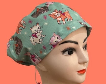 Playful Kittens - Surgical, Nurse, Vet, Lab tech, Dental, operating theatre scrub hat. Pretty cats, skull cap. Ecofriendly reusable & fun